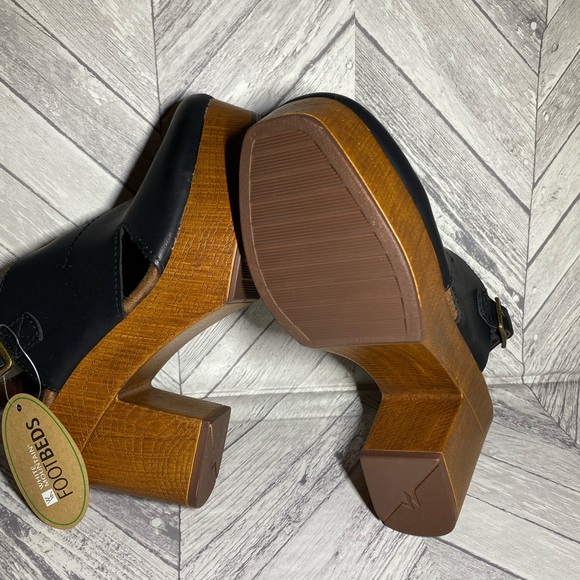 NEW FOOTBEDS WHITE MOUNTAINS BLACK & BROWN ADJUSTABLE STRAP CLOG BLOCK HEEL SZ 7 - Picture 5 of 8